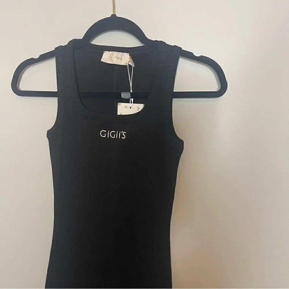 GIGII’s SoHo Black Ribbed Midi Dress NWT XS - Picture 8 of 11